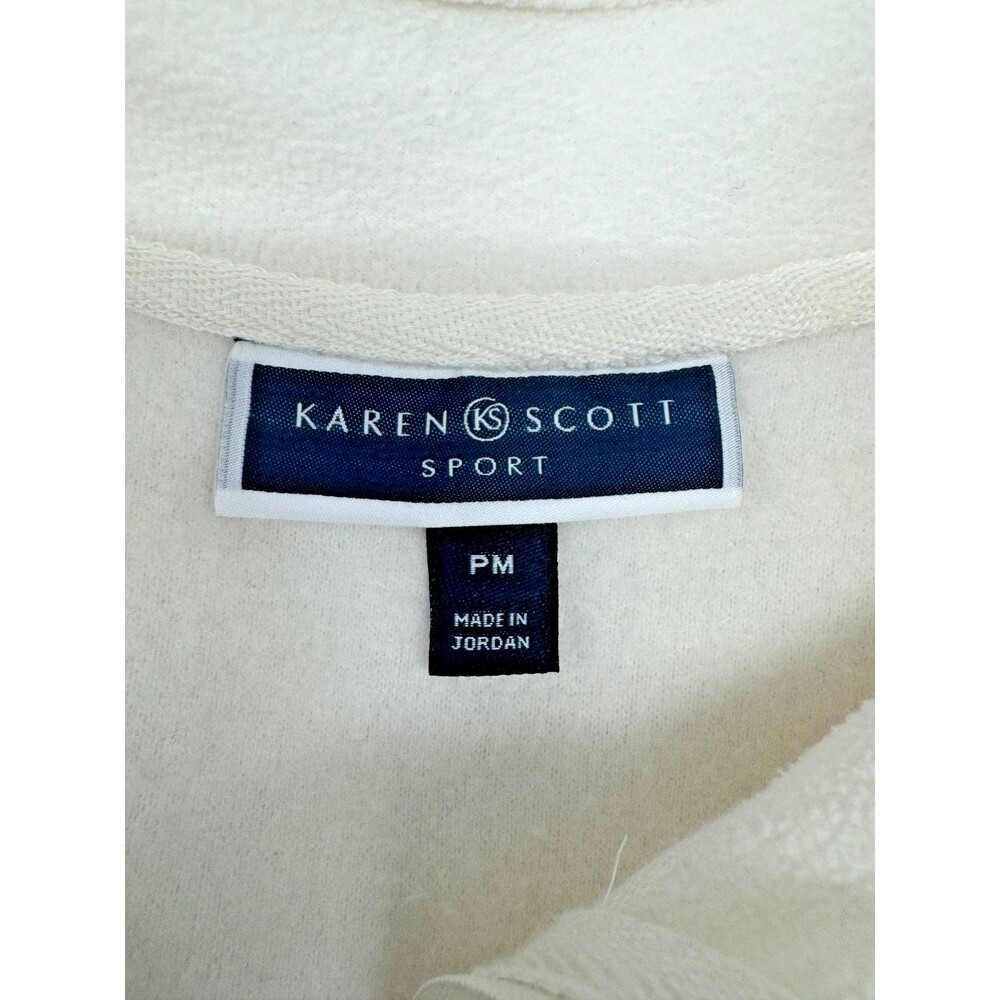 Karen Scott Sport Full Zip Fleece Vest Women's Petite Size PM Off White Cream - Picture 4 of 5